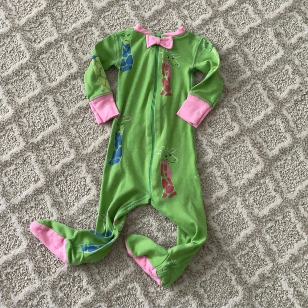 Beaufort Bonnet Company Giraffe Pink Green Sleeper Footsie Girl 6-12 Months
